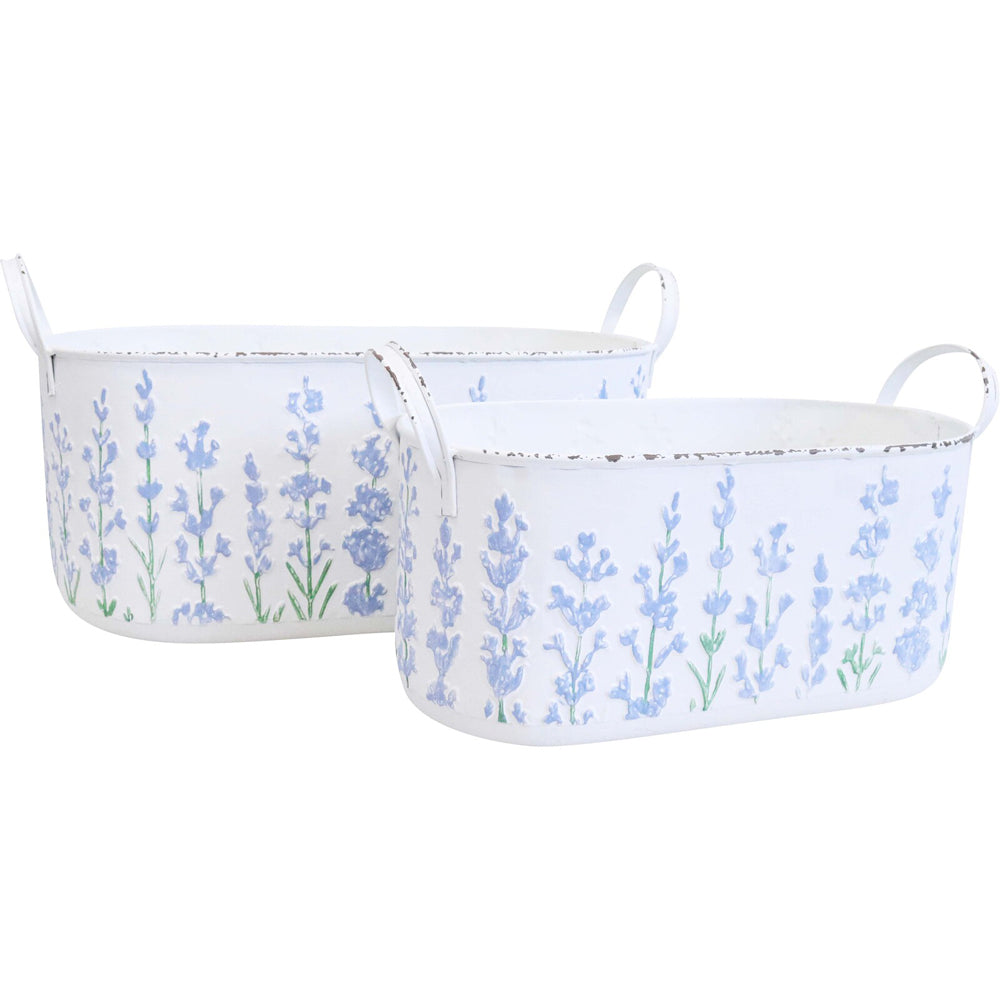 2pc LVD Iron Trough Planters Lavender Garden Decor 46/37cm
