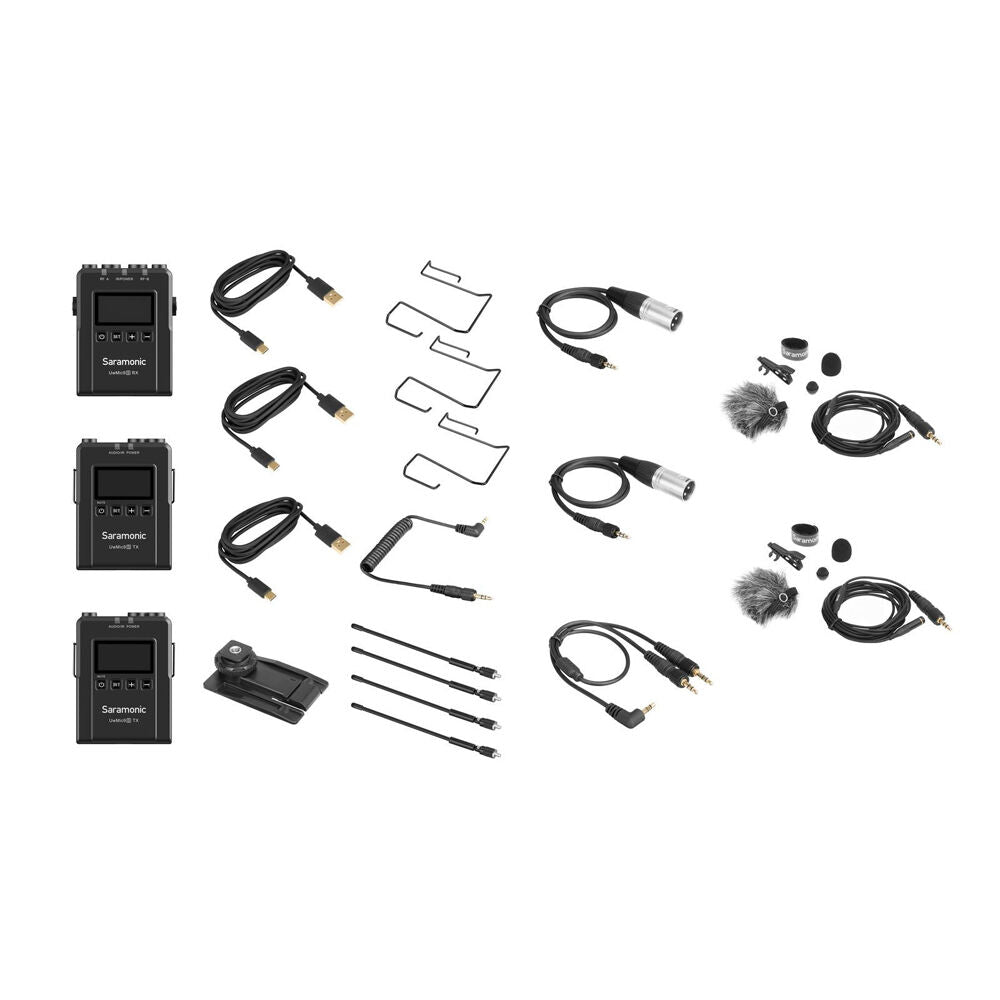 3pc Saramonic UHF Wireless Microphone System Kit For Broadcast/TV/Vloggers