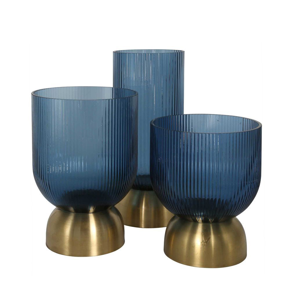 2PK Belle Carson Glass Flower Vase Home Decor - Blue