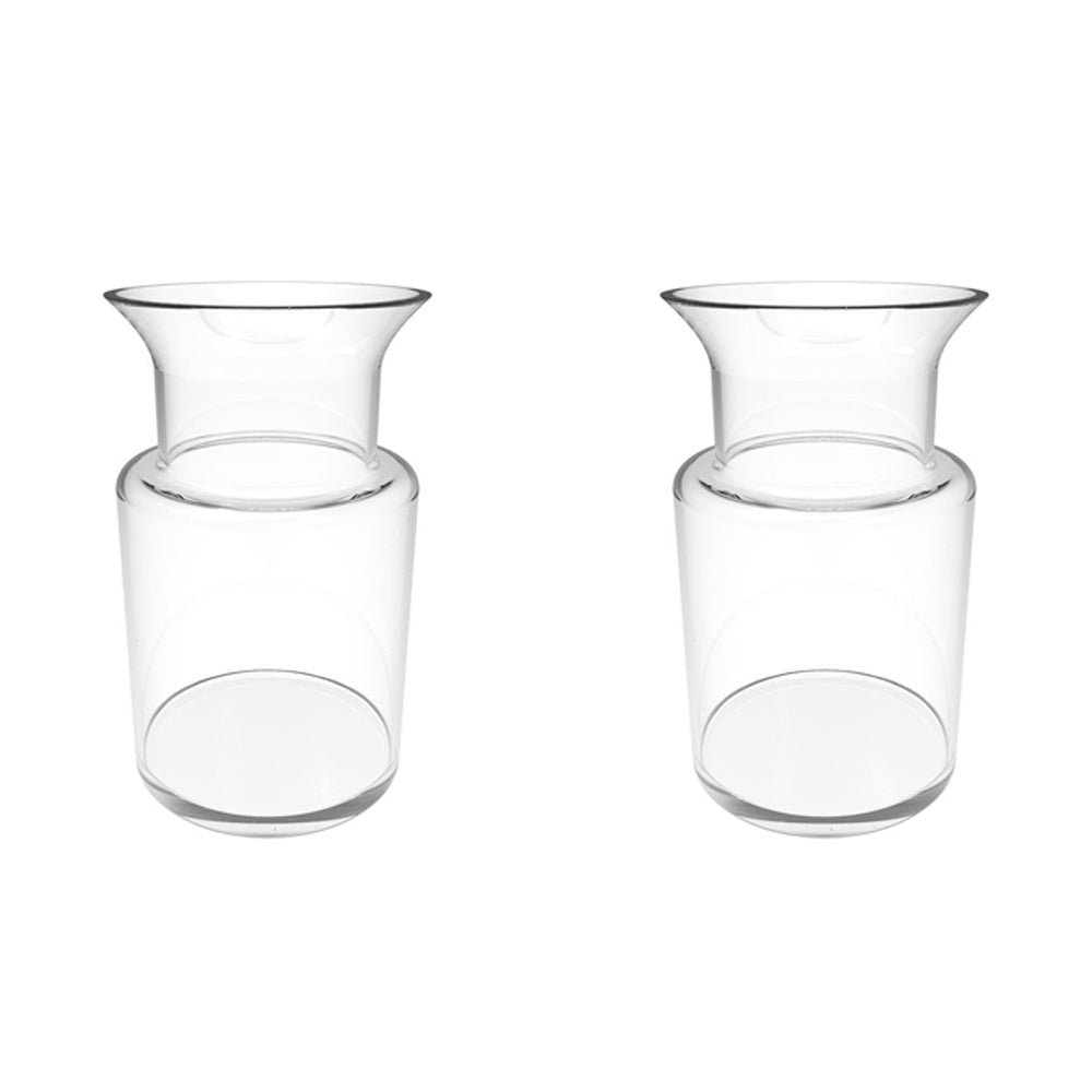 2PK Belle Toby Glass Flower Vase Round Small 23cm - Clear
