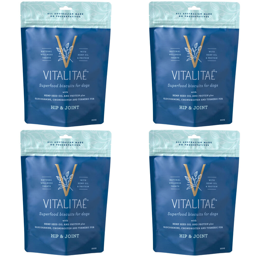 4PK Vitalitae Dog Biscuits - Hip & Joint w/ Hemp Oil & Protein 350g