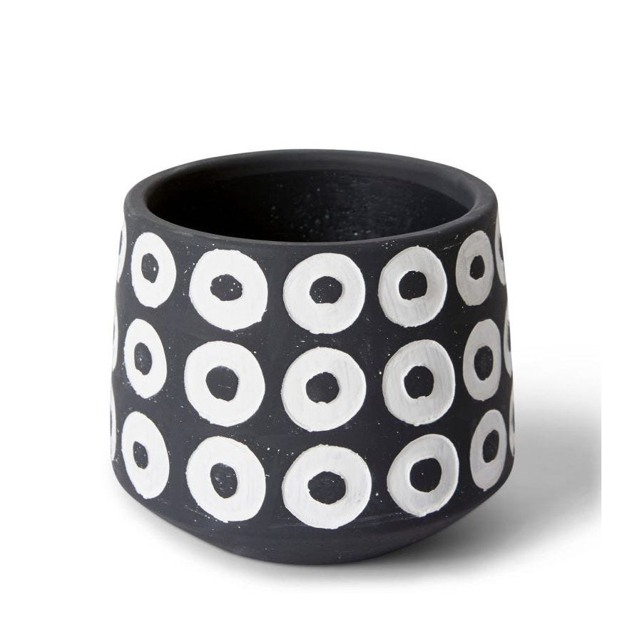 3PK E Style Hayden 16cm Cement Plant Pot Decor - White/Black