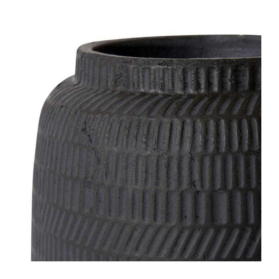 E Style Terrell 26cm Cement Plant Pot Decor Round - Black