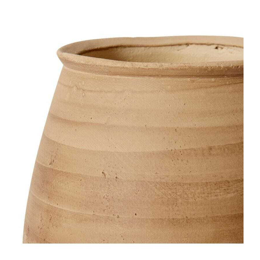 E Style Leilani 33cm Cement Plant Pot Round Decor - Brown