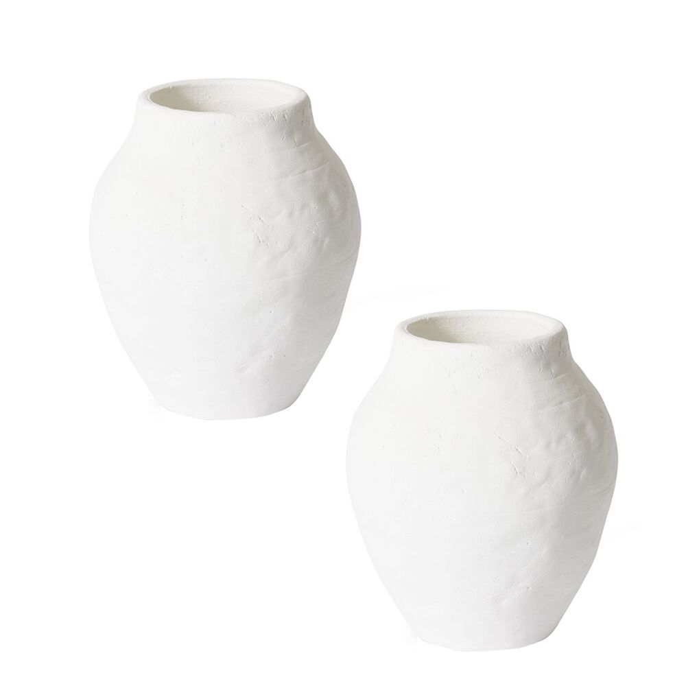 2PK E Style Ceramic Reagan Tall Pot Garden Decor 21x23cm - White