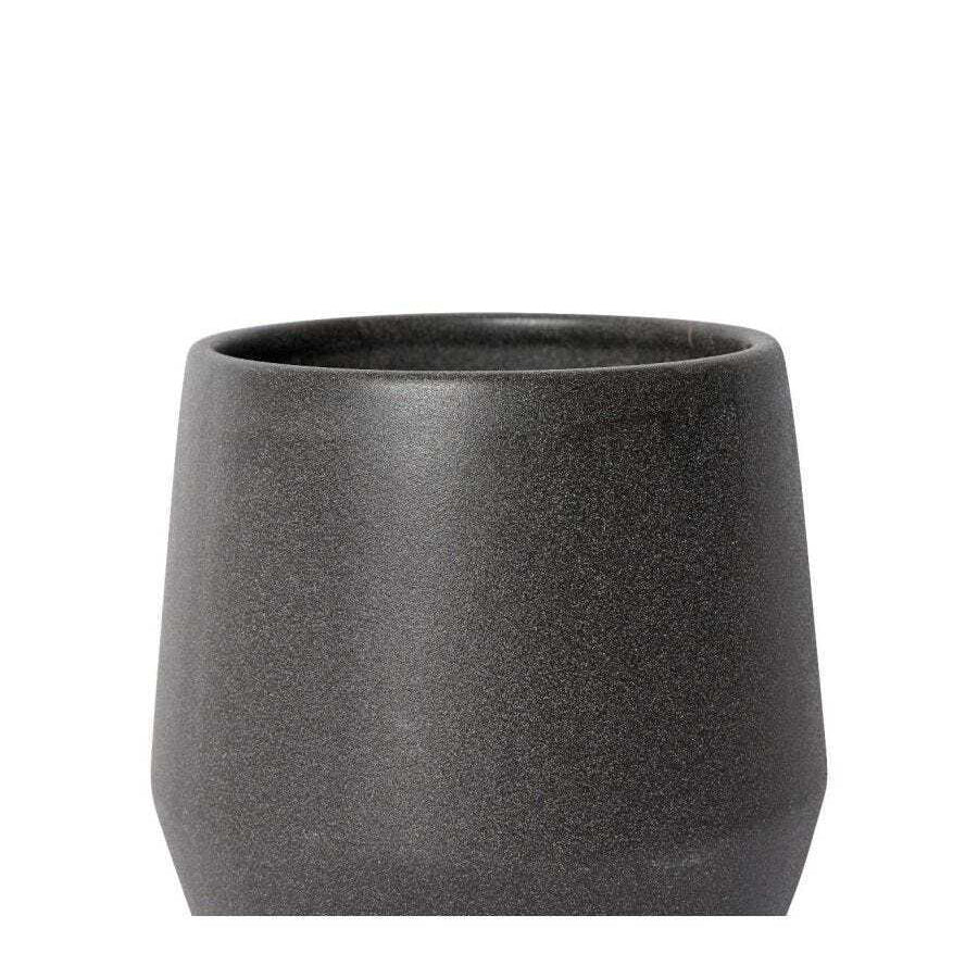 E Style Mason 18cm Ceramic Plant Pot w/ Saucer Round Decor - Black