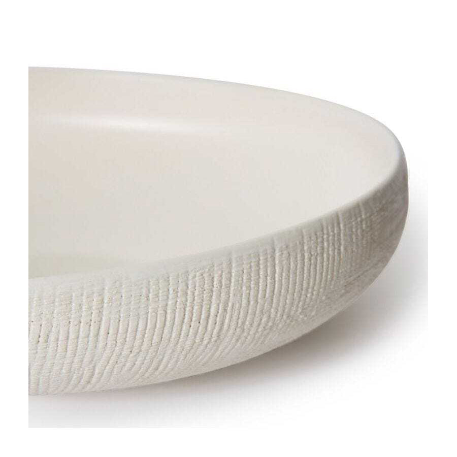 E Style Greyson 29cm Ceramic Bowl Home Decor - Hessian White