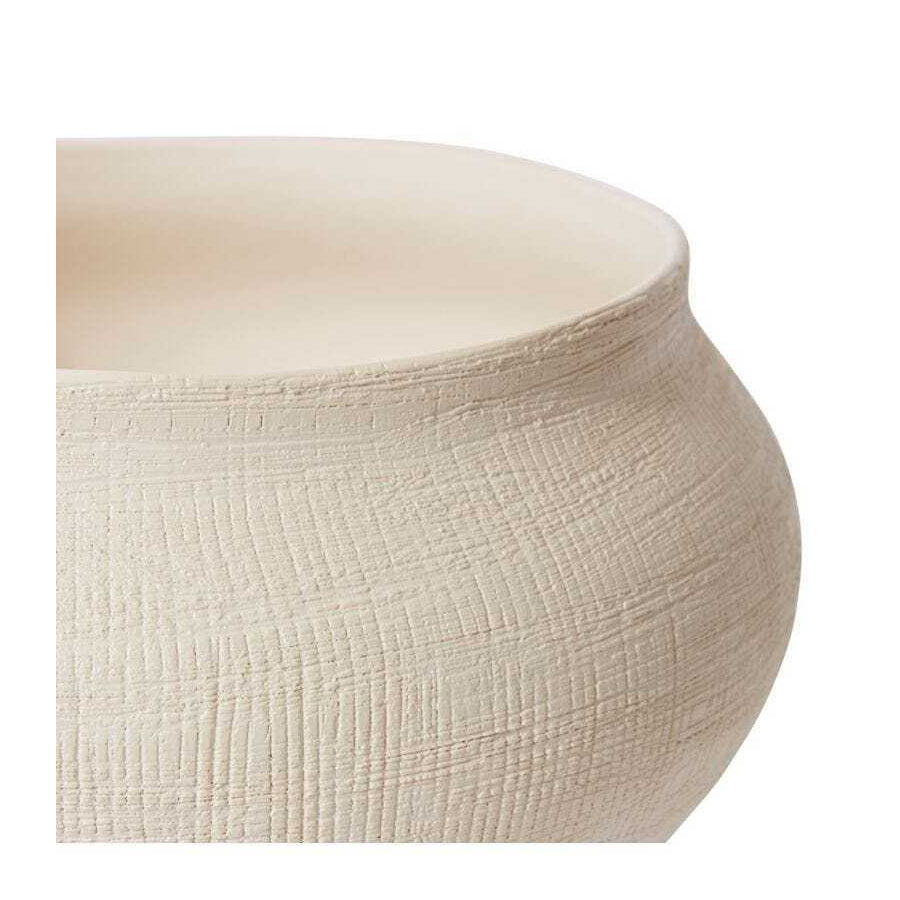 E Style Theo 35cm Ceramic Plant Pot Decor Round - Hessian White