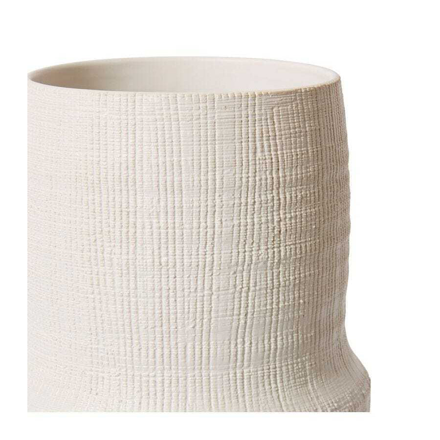 E Style 45cm Ceramic Atlas Flower Vase Decor - Hessian White