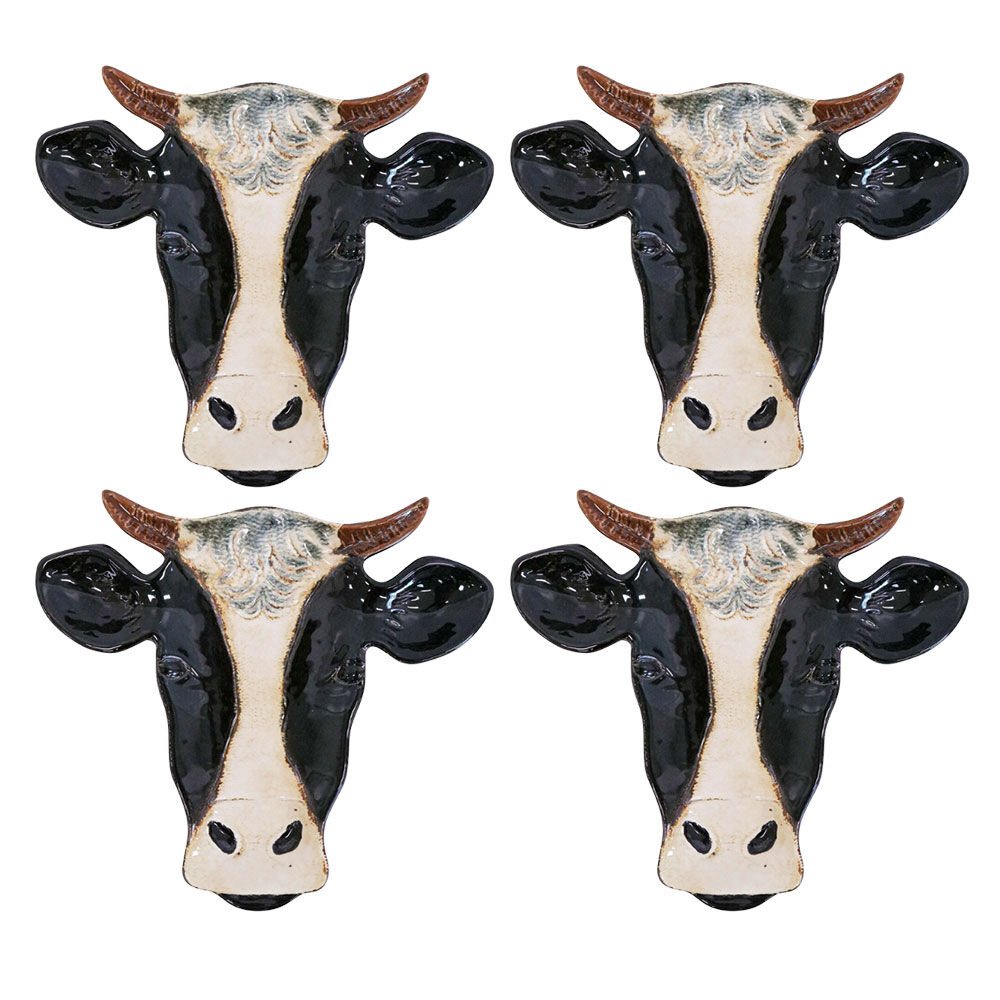 4PK LVD Cow Ceramic Plate Tabletop Home Display Decor 23x21cm