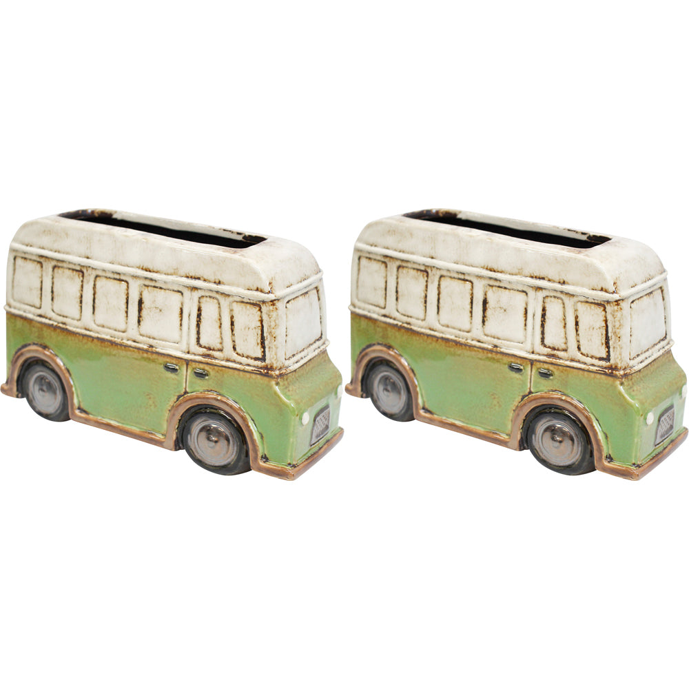 2PK LVD Planter Bus Decorative Flower Plant Pot Home Decor