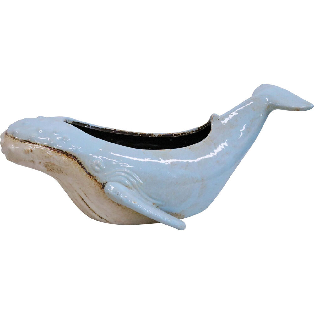 LVD Whale Ceramic Planter Pot Plant Holder Home Decor 34cm - Blue