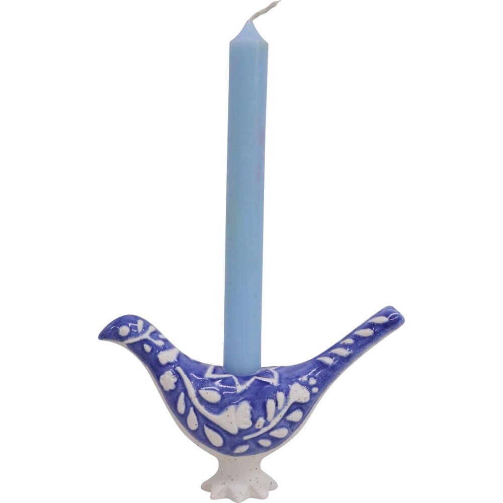 2PK LVD Portugese Bird Ceramic Taper/Stick Candle Holder 18x11cm - Blue