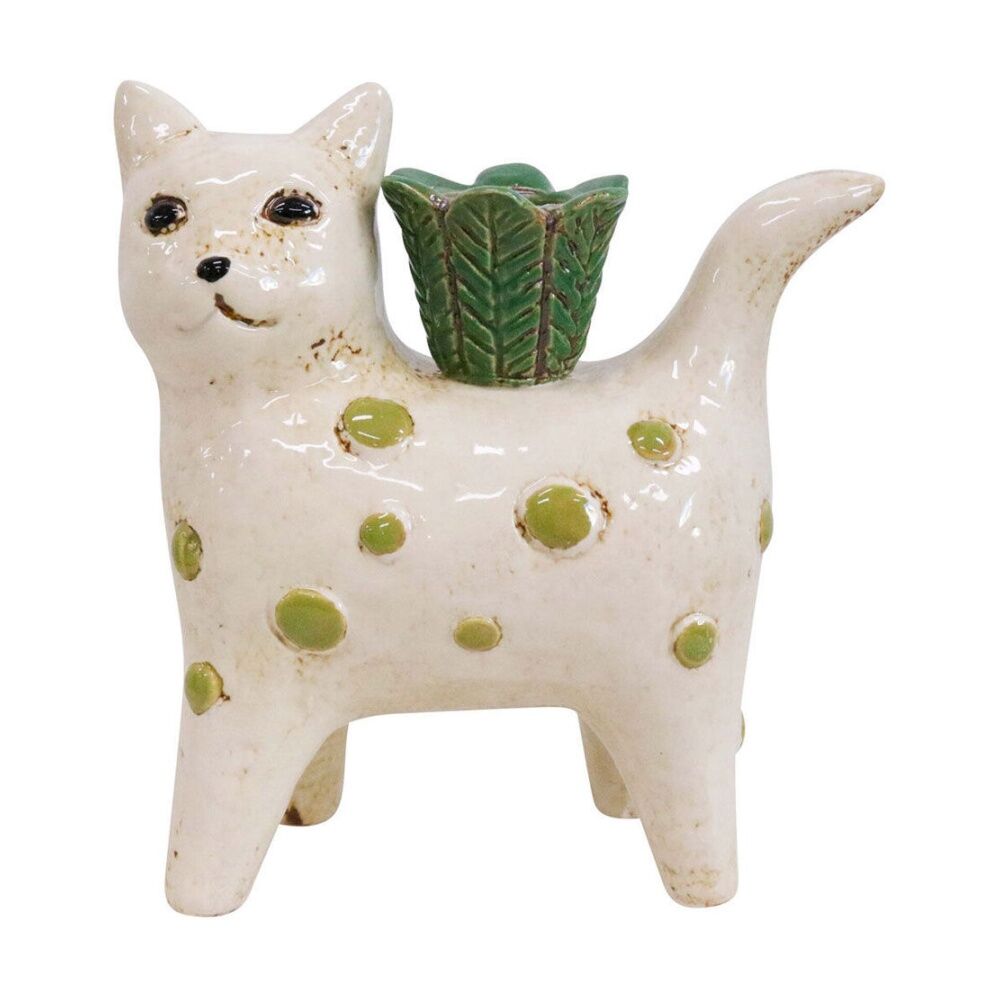 2PK LVD Cat Ceramic Taper/Stick Candle Holder Decor 14x13cm