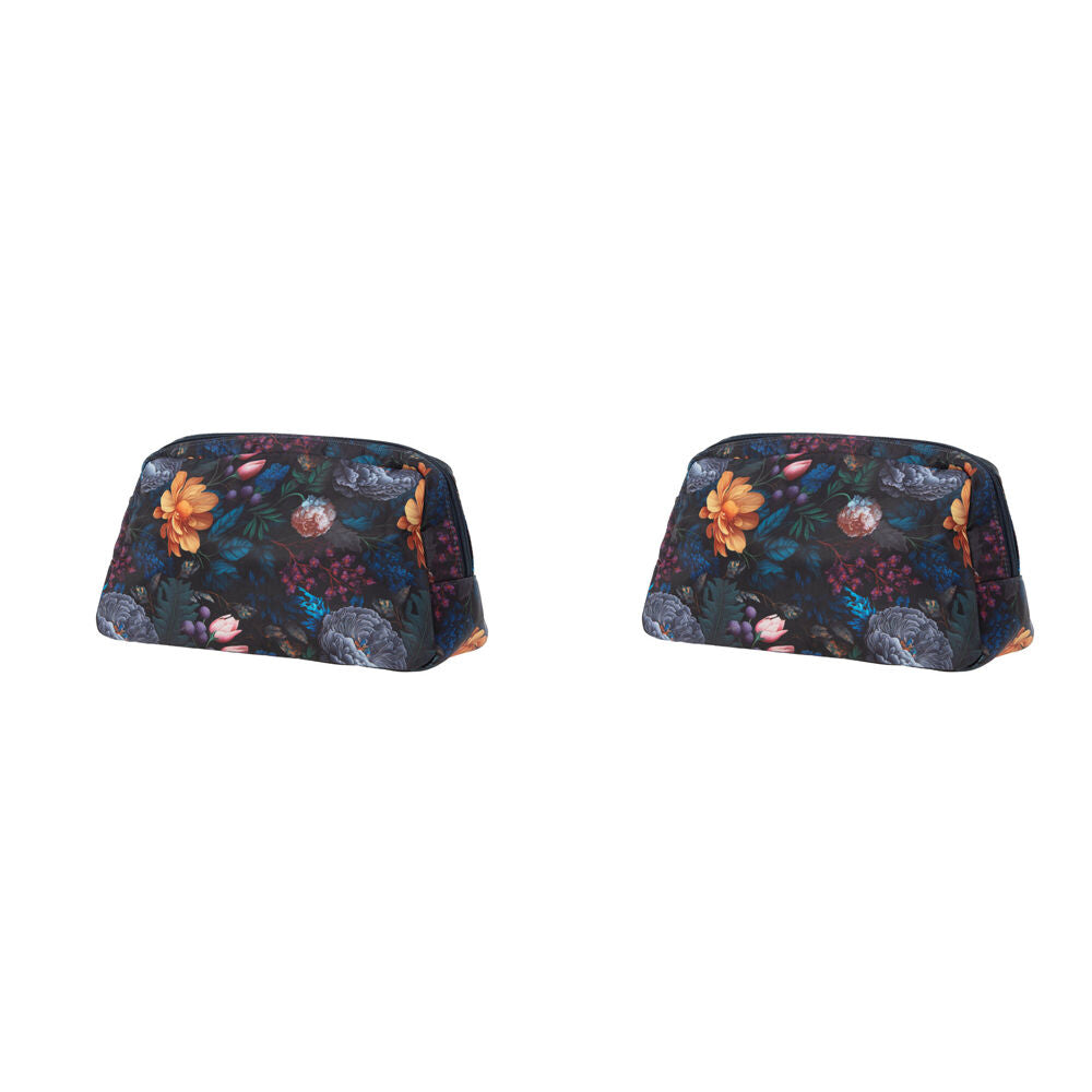 2PK Bramble Bay Vintage Floriade Velvet Bloom Wash Cosmetic Bag Travel
