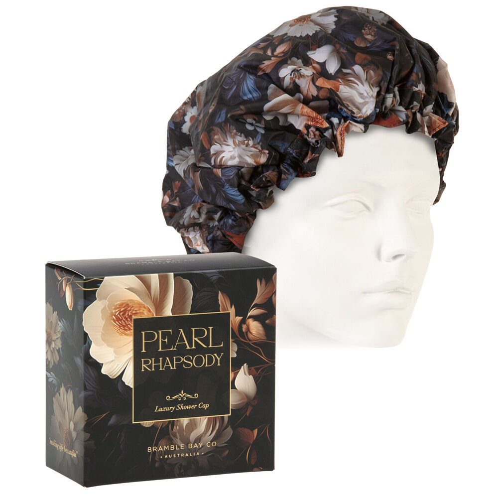 Bramble Bay Vintage Floriade Pearl Rhapsody Shower Cap Reusable