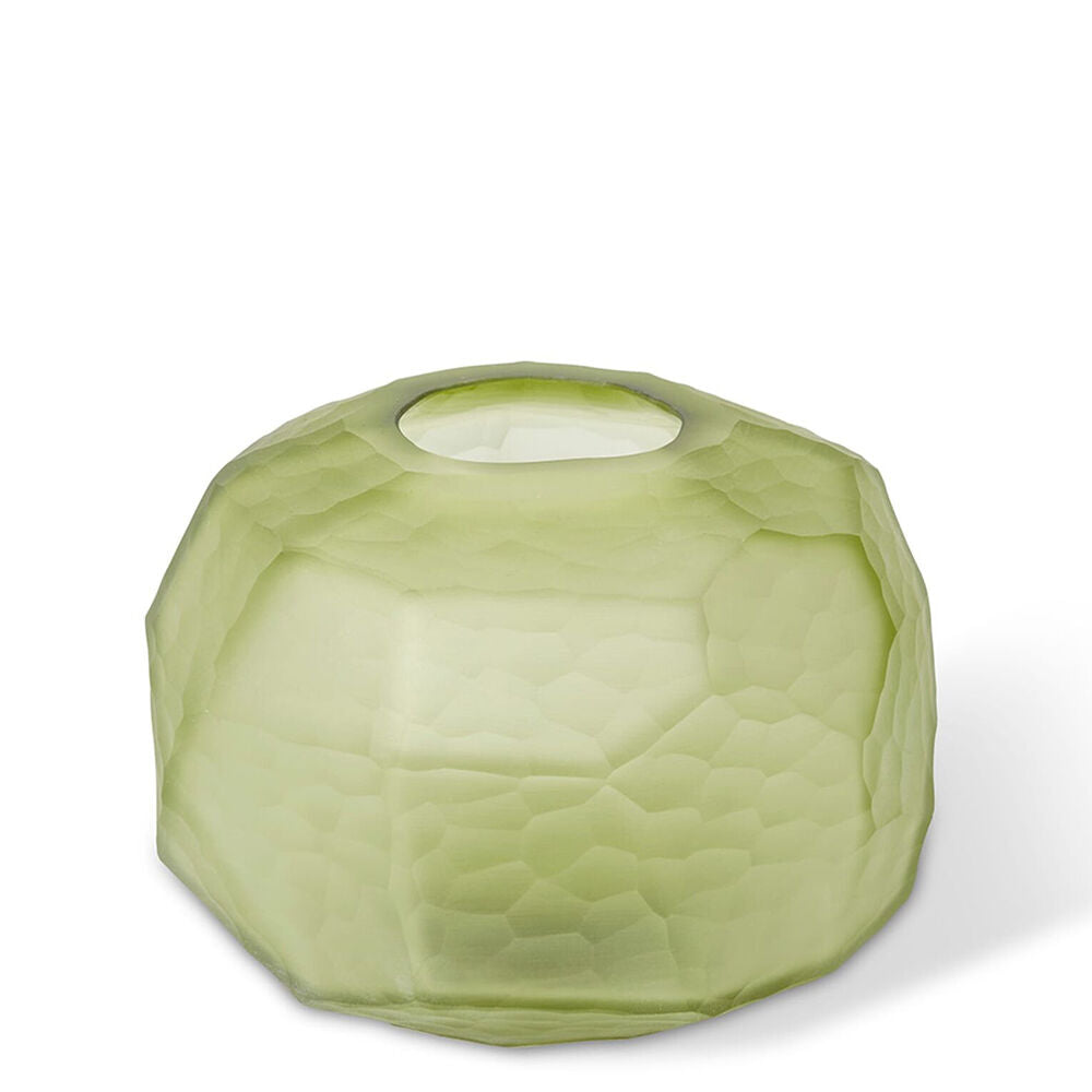 E Style Glass Rufus Round Vase Home Decor 21x21cm Dark Green