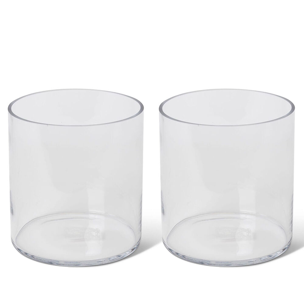 2PK E Style Vera Glass Flower Vase Home Decor 18cm - Clear