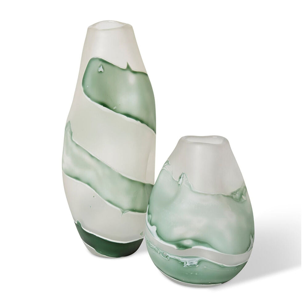 E Style Zaida Glass Flower Vase Home Decor 26cm - Sage/White