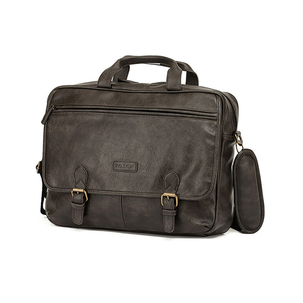 Tosca Vegan Leather 13" Laptop Briefcase - Ash Black