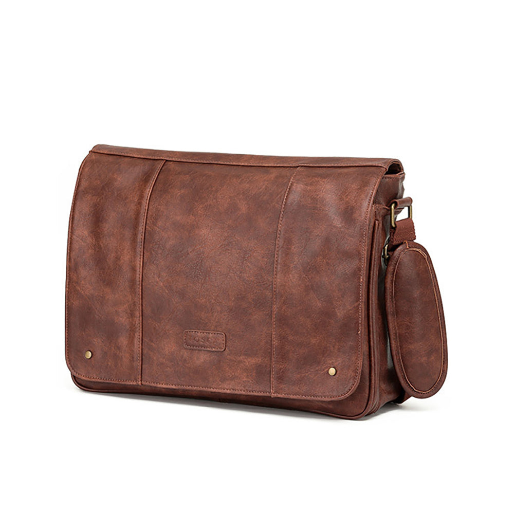 Tosca Vegan Leather 13" Laptop Messenger Bag - Brown