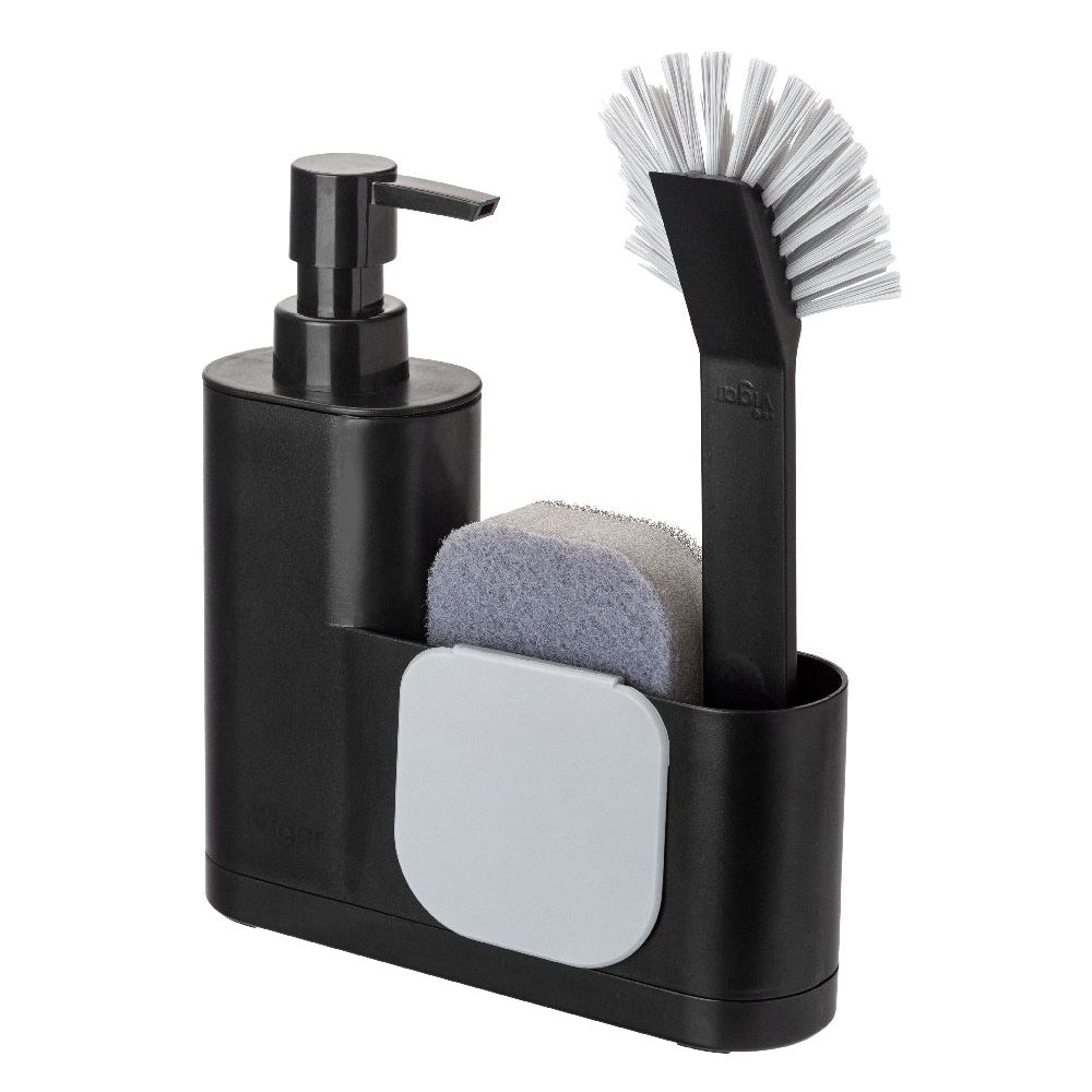 4pc Vigar Rengo Plastic Monobloc Sink Caddy Set - Black