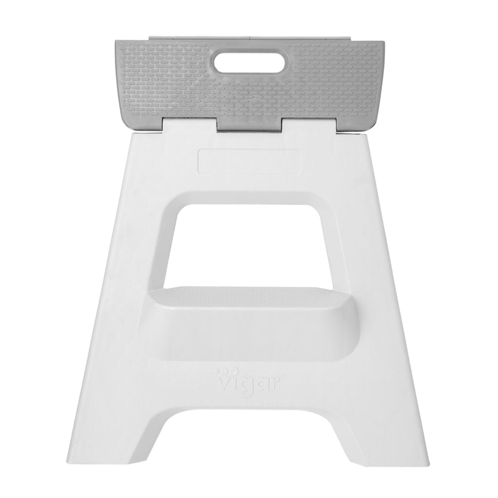 Vigar 40cm Compact 2 Step Plastic Foldable Stool - Grey