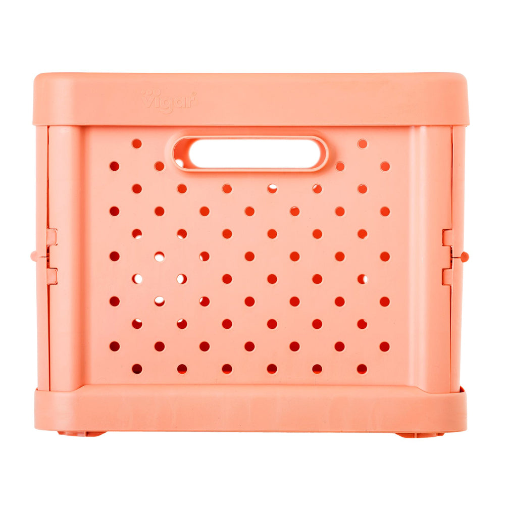 Vigar Compact 11.3L Plastic Foldable Crate - Sunrise Orange