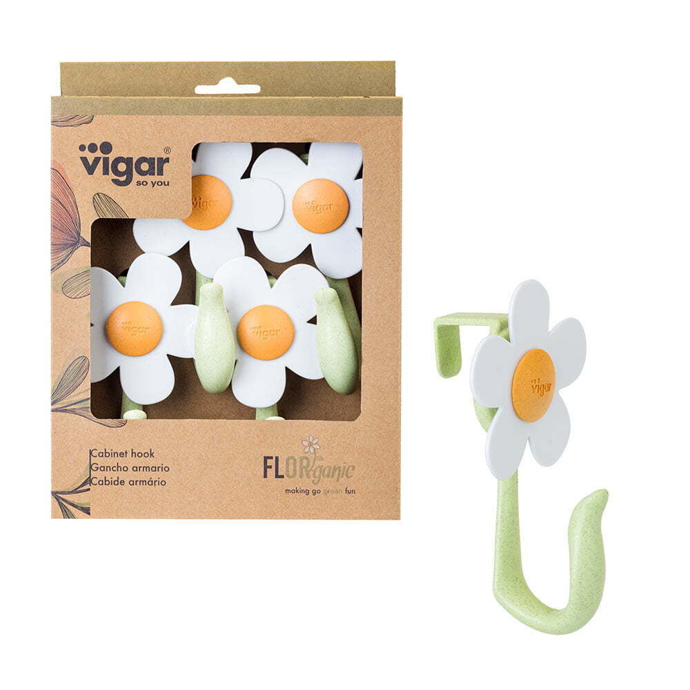 2x 4pc Vigar 13cm Florganic Cabinet Hook Set Space Organiser
