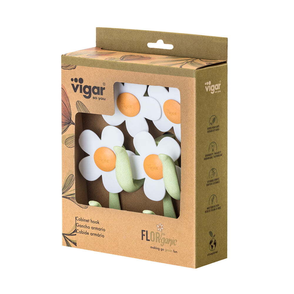 2x 4pc Vigar 13cm Florganic Cabinet Hook Set Space Organiser