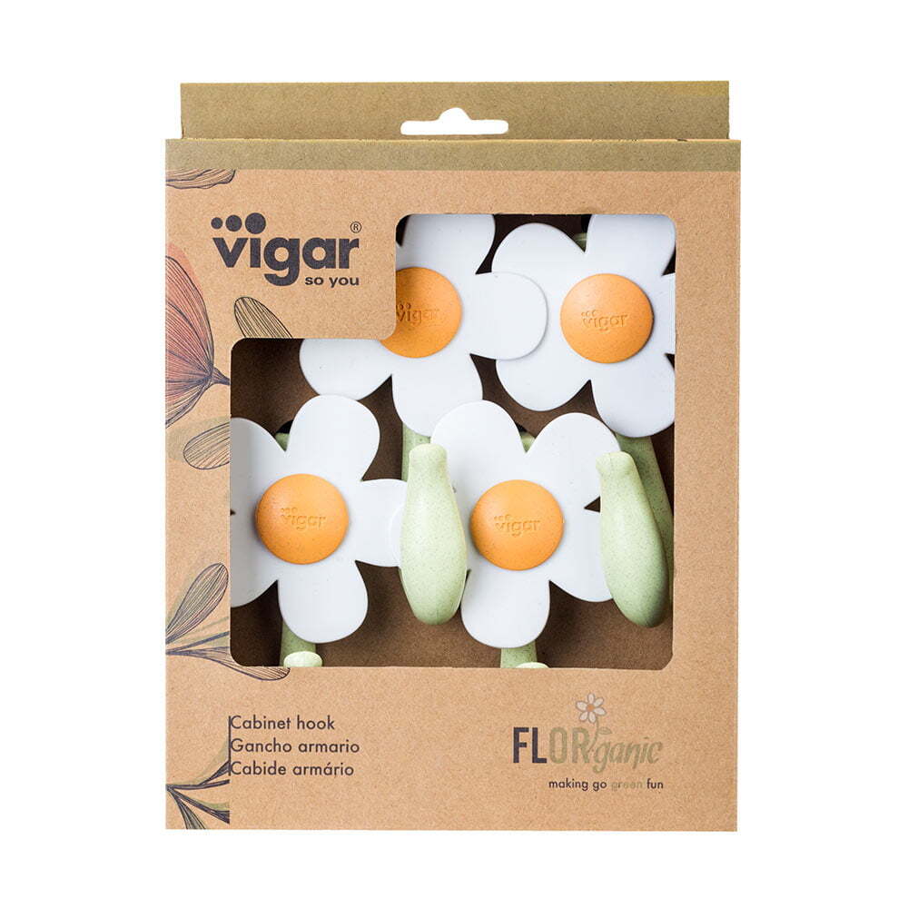 2x 4pc Vigar 13cm Florganic Cabinet Hook Set Space Organiser