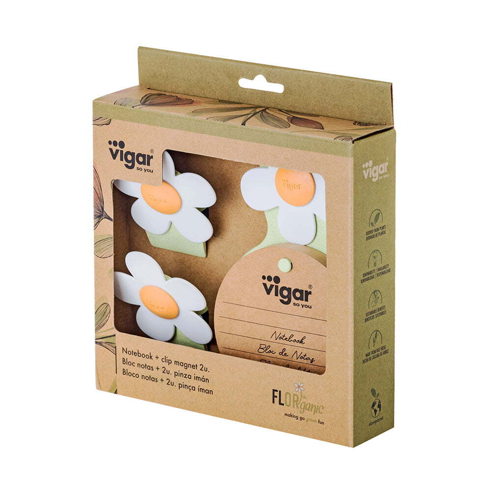 2pc Vigar Florganic Notebook w/ Suction & Magnet Clip Set