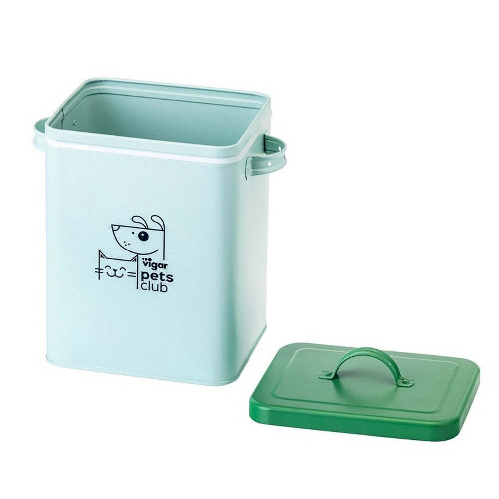 Vigar Pets Club Small Pet Food Metal Storage Container w/ Lid Green 5L