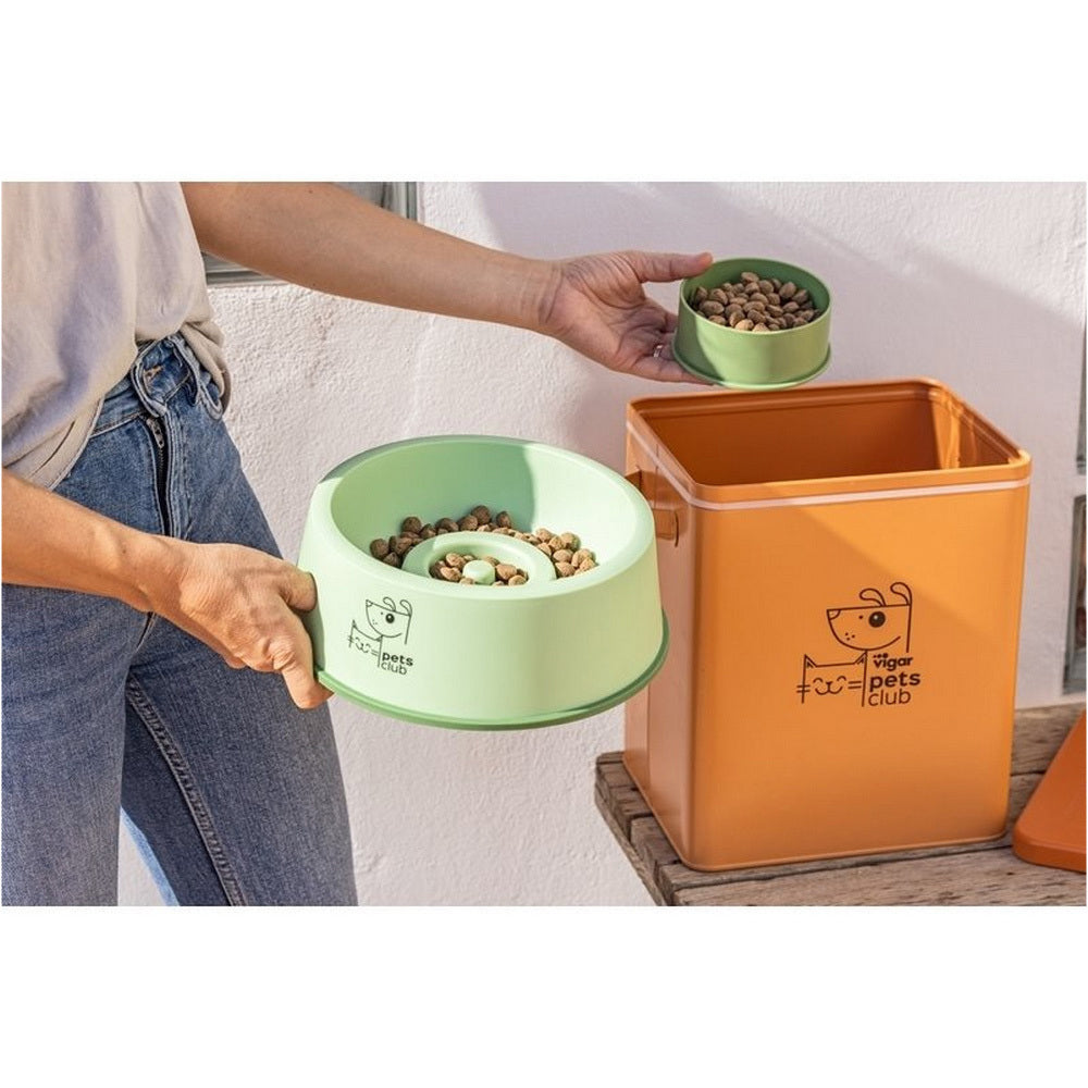 Vigar Pets Club Large Pet Food Metal Storage Container w/ Lid Orange 12L