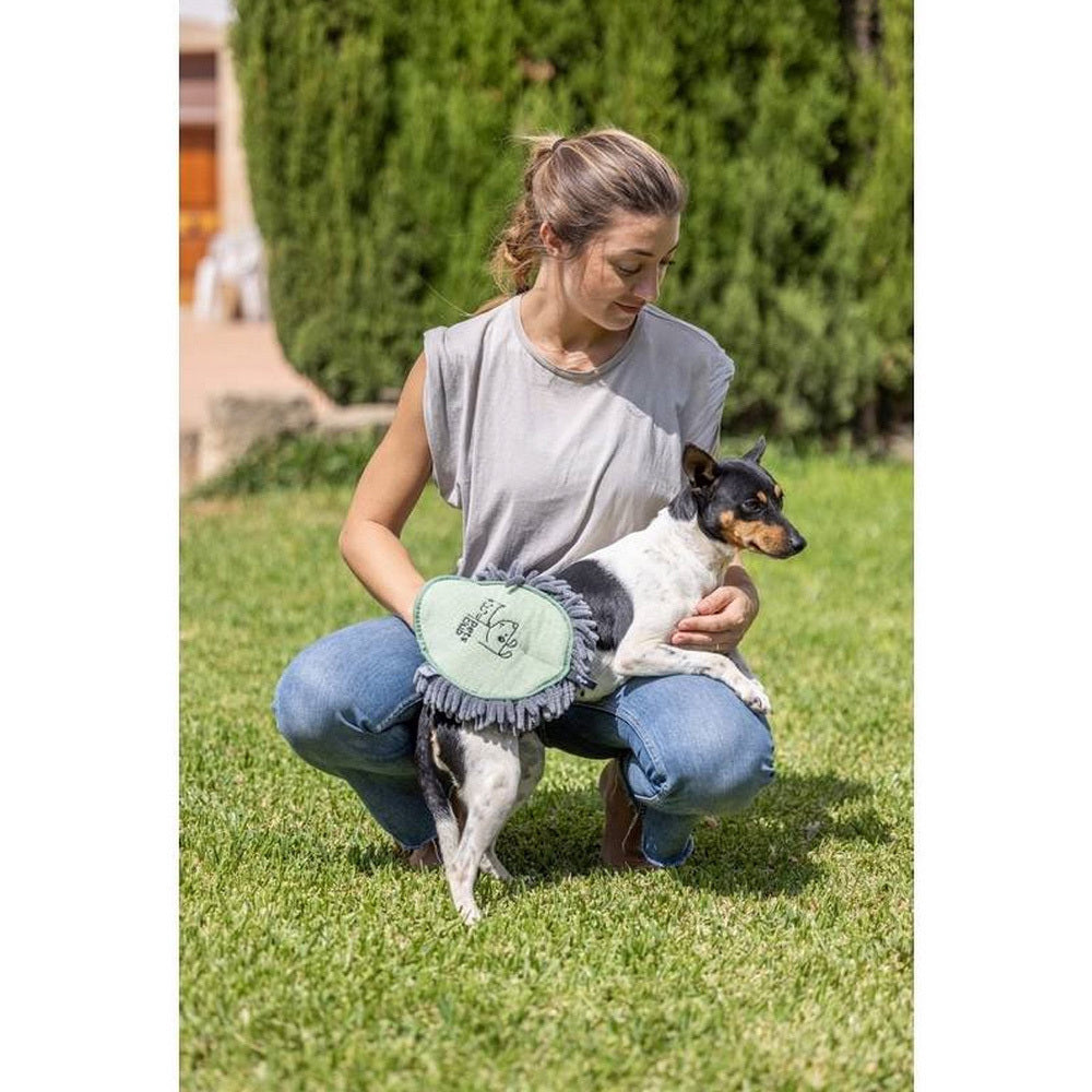 2PK Vigar Pets Club Microfibre Cat/Dog Grooming Oval Mitt Green/Grey
