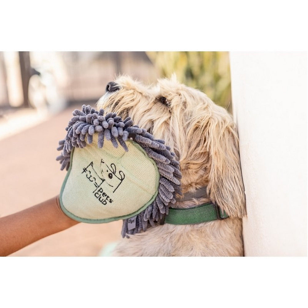 2PK Vigar Pets Club Microfibre Cat/Dog Grooming Oval Mitt Green/Grey