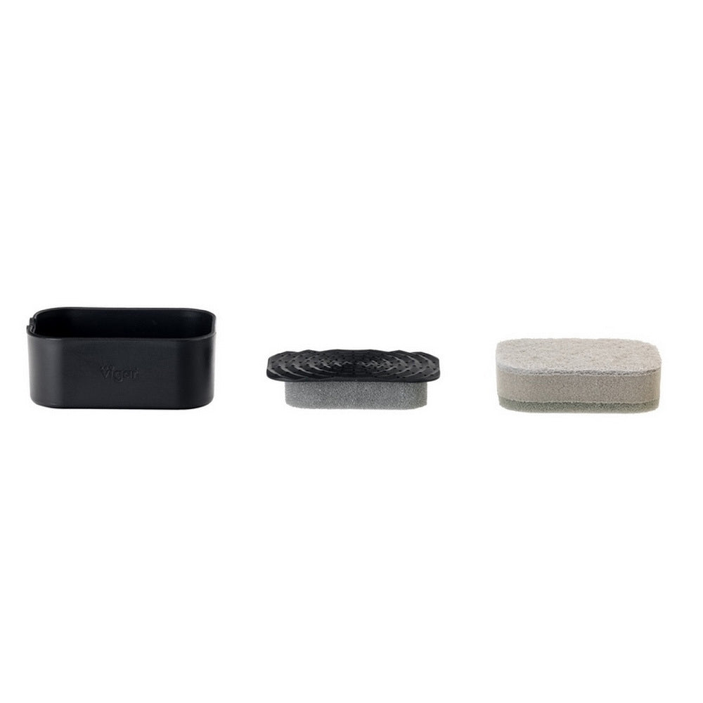 3PK 2pc Vigar Vintage Sponge & Soap Dispensing Set Black/Grey 13cm
