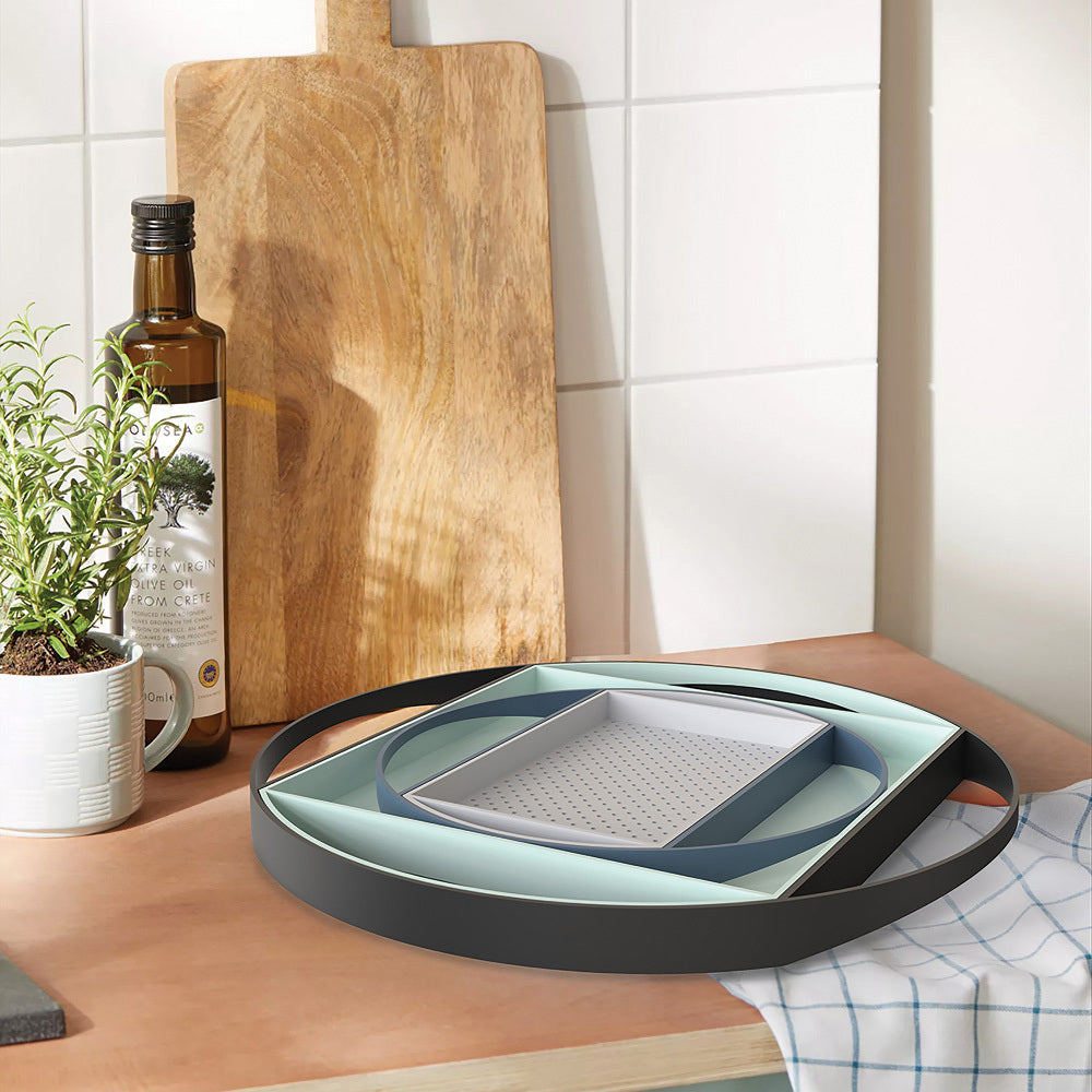 4pc Vigar Flap Glacial Round Nested Serving Tray Set
