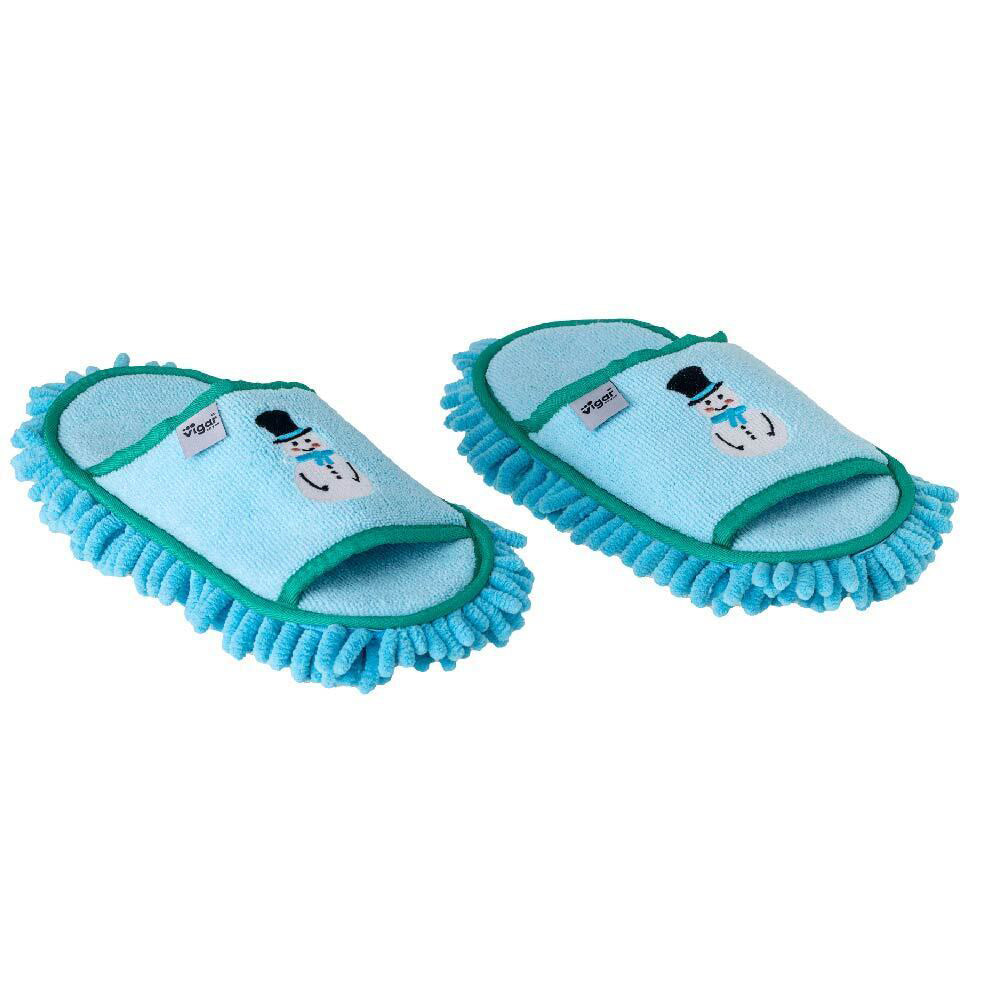 Vigar Snowman Home Cleaning Microfibre Slipper Mop Pair Blue