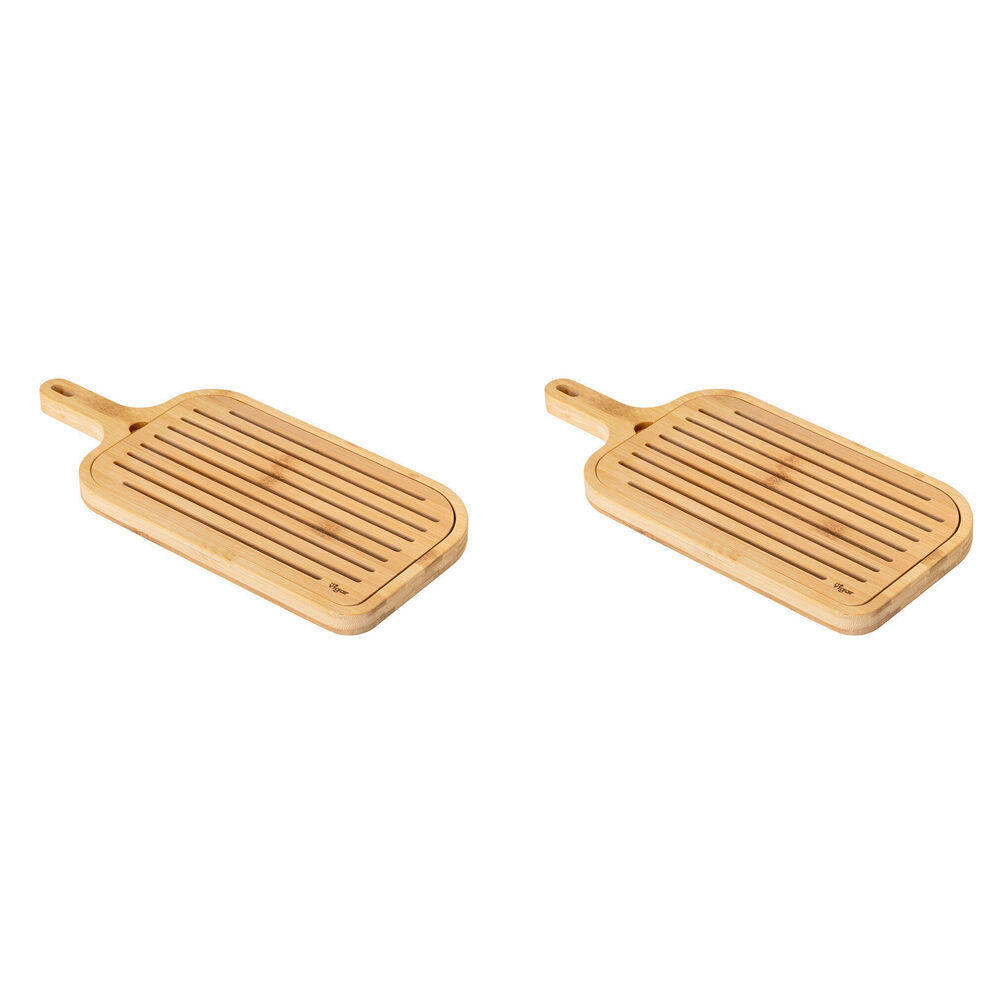 2PK Vigar Becco Bamboo Serving Bread Board w/ Removable Slotted Top 40cm