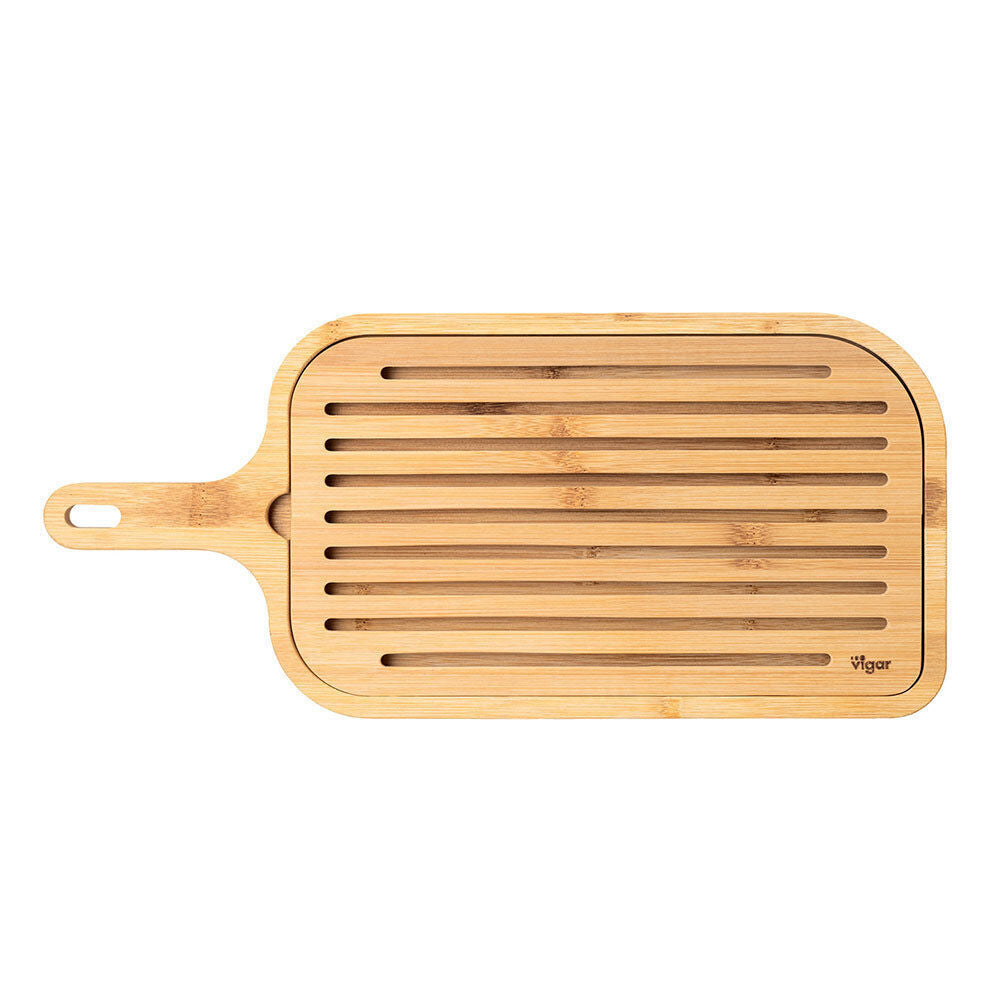 2PK Vigar Becco Bamboo Serving Bread Board w/ Removable Slotted Top 40cm