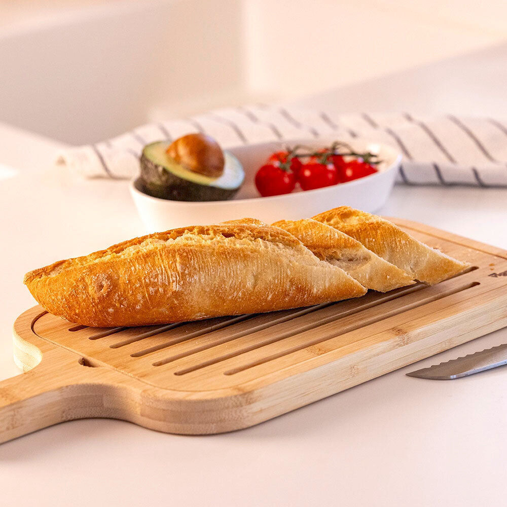 2PK Vigar Becco Bamboo Serving Bread Board w/ Removable Slotted Top 40cm