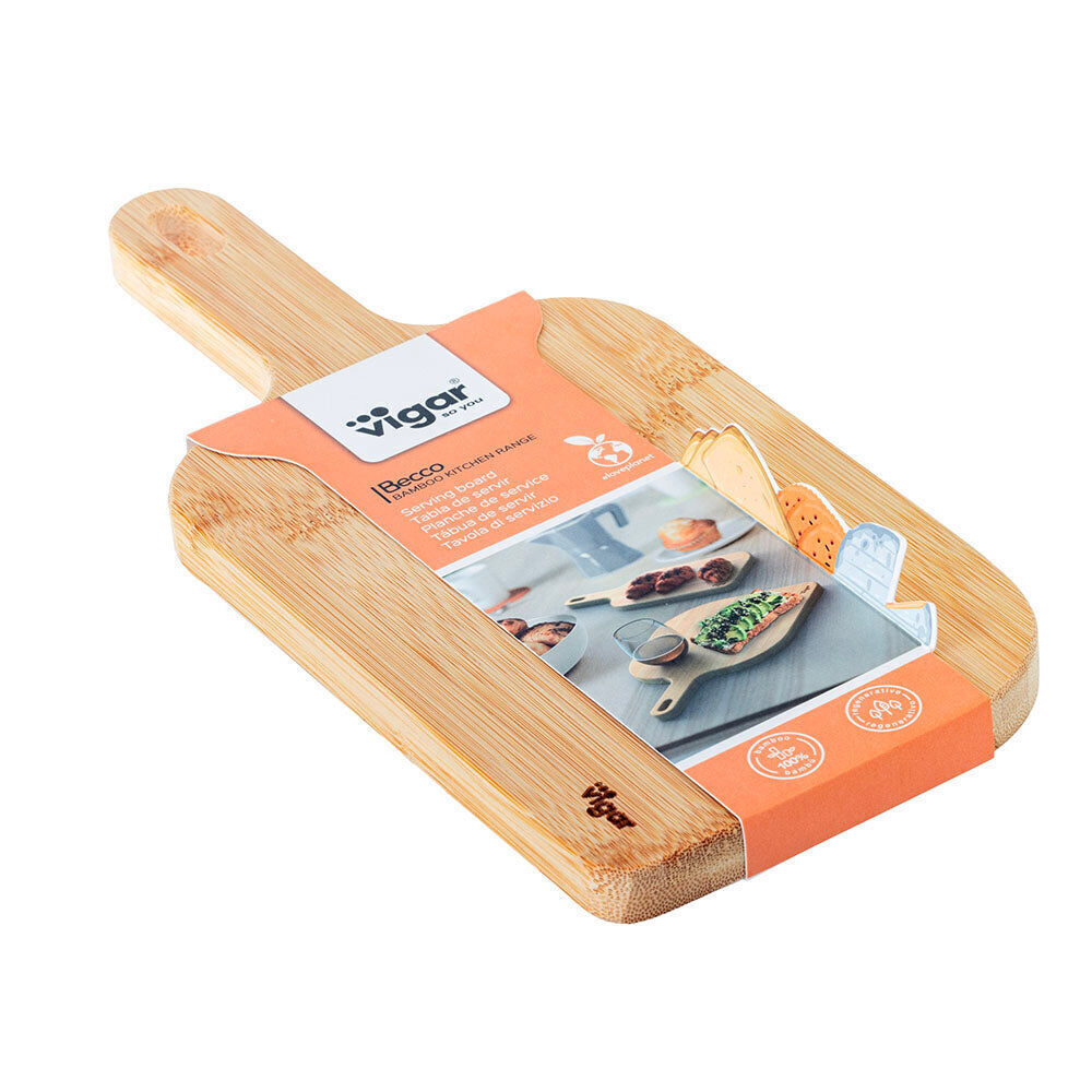 Vigar Becco Bamboo Serving Snack Cheese Board w/ Handle Small