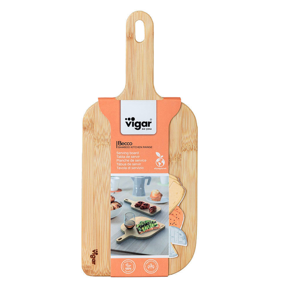 Vigar Becco Bamboo Serving Snack Cheese Board w/ Handle Small
