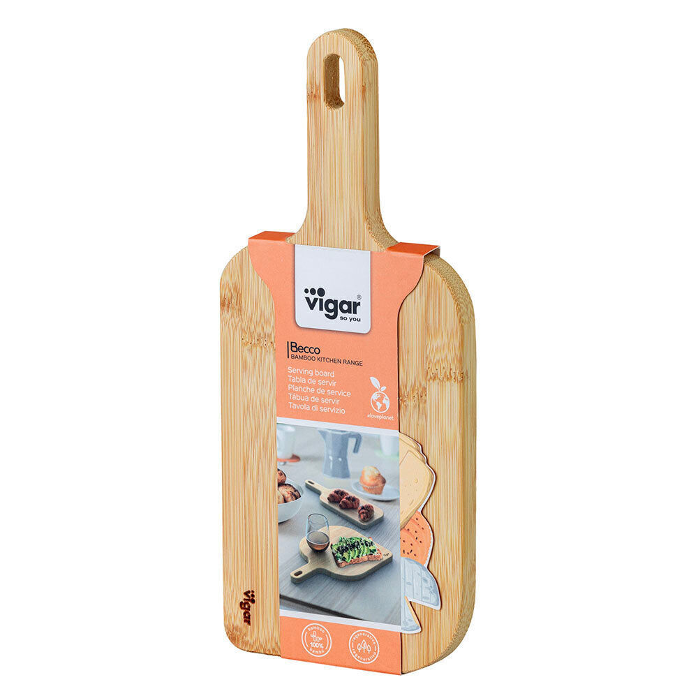 Vigar Becco Bamboo Serving Snack Cheese Board w/ Handle Small