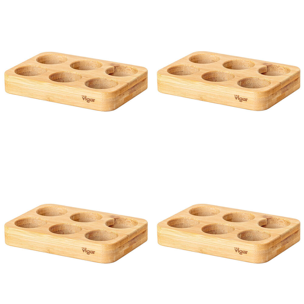 4PK Vigar Becco Bamboo 6-Egg Holder Pantry Organiser Tray 15.6cm