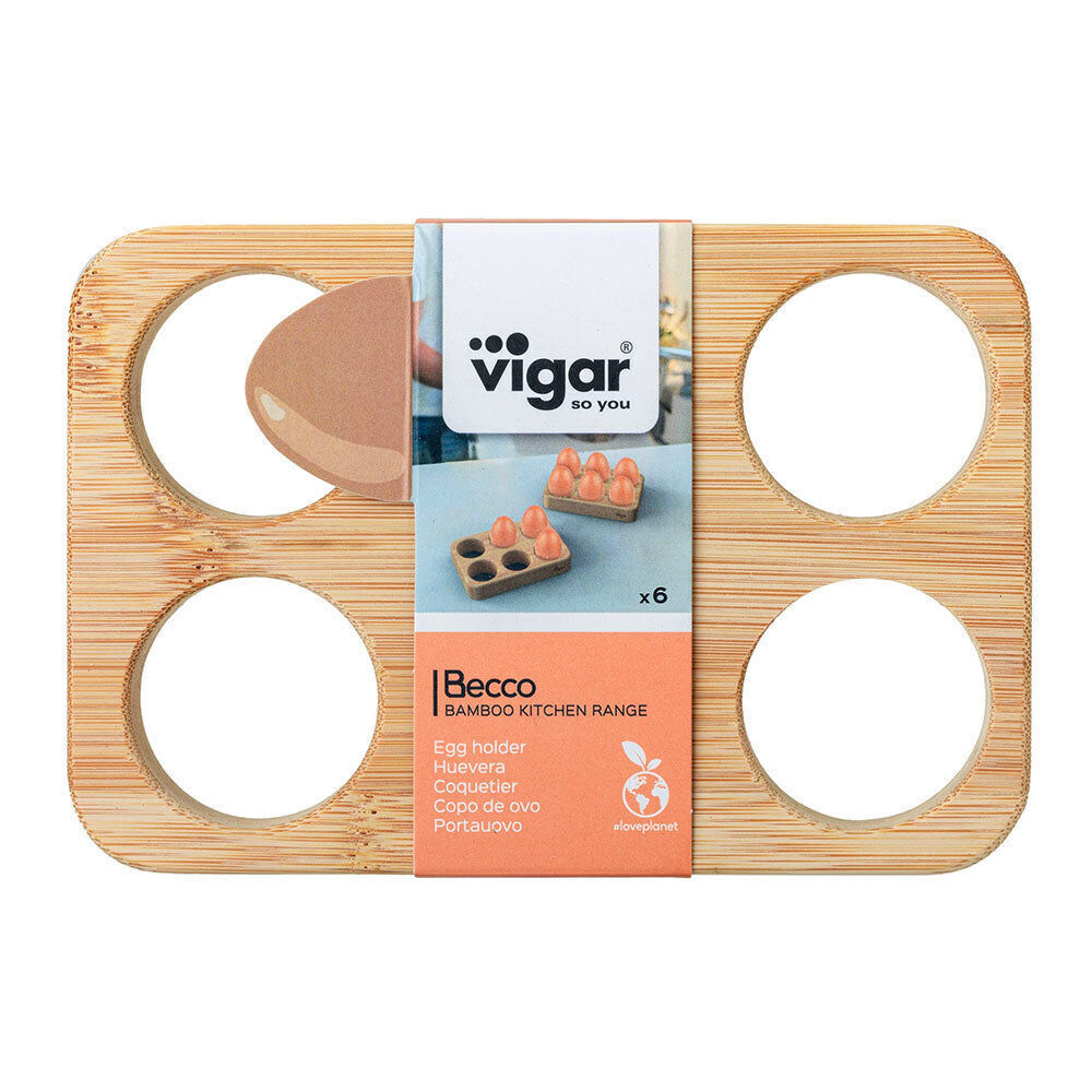 4PK Vigar Becco Bamboo 6-Egg Holder Pantry Organiser Tray 15.6cm