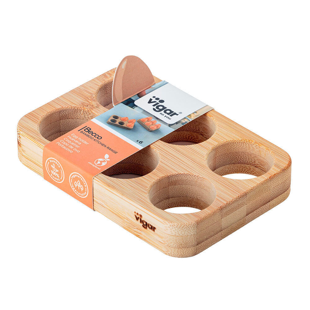 4PK Vigar Becco Bamboo 6-Egg Holder Pantry Organiser Tray 15.6cm