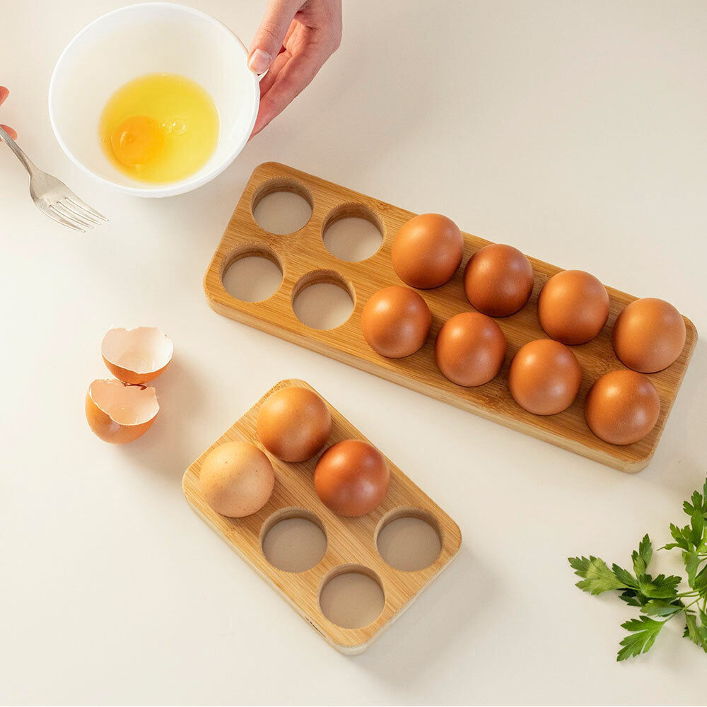 4PK Vigar Becco Bamboo 6-Egg Holder Pantry Organiser Tray 15.6cm