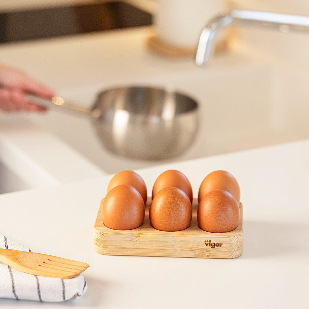 4PK Vigar Becco Bamboo 6-Egg Holder Pantry Organiser Tray 15.6cm